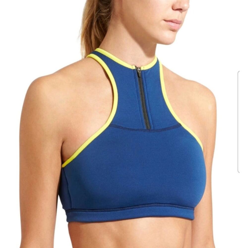 Athleta x Derek Lam 10 Crosby Structure Sport Bra Womens M Estate Blue / Lime